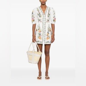 FARM Rio White Floral Embroidered Dress